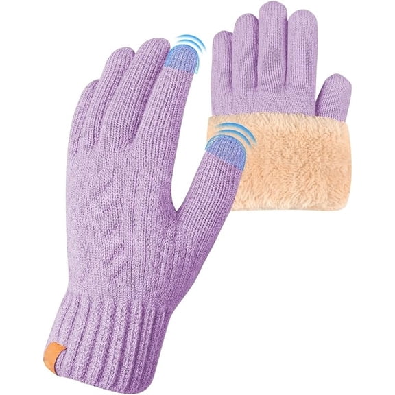 Thermal Winter Gloves-Fleece Lining Touch Screen Knit Stretchy Warm Gloves for Running Cycling Riding- Men Women