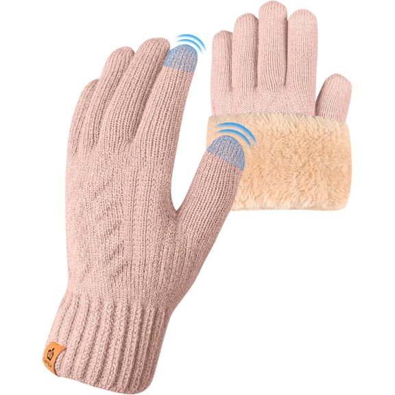 Thermal Winter Gloves-Fleece Lining Touch Screen Knit Stretchy Warm Gloves for Running Cycling Riding- Men Women