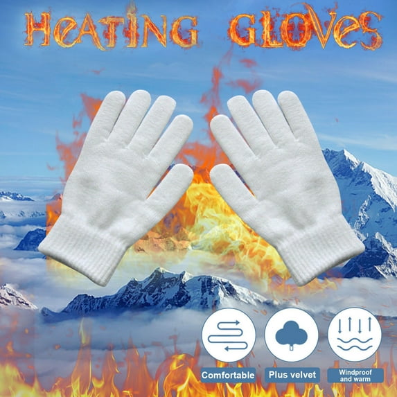 Thermal Winter Gloves for Men & Women – Thick Knit Gloves for Skiing, Hiking & Cold Climates Under 5$, Yubnlvae Women's And Men's Gloves Thick Color Warm Cycling , White, One Size