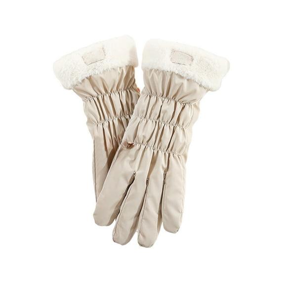 Thermal Winter Gloves for Women, Windproof and Waterproof Fabric,Windproof Snow Gloves for Skiing Cycling Running Work Beige