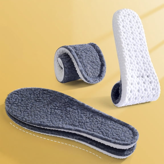 Thermal Wool Insoles, High Resilience Warm Footbeds for Winter Boots, Cushioned Insoles for Hiking Shoes, Cold Weather Insoles for Frostbite Protection (Gray)