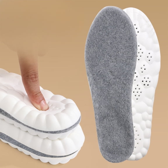 Thermal Wool Insoles with Airflow Vents | High Resilience Warm Cushion for Winter Boots & Hiking Shoes | Cold Weather Protection | 1-Pack