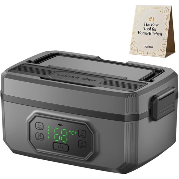 Thermal lunch box rechargeable, Wireless Heated Electric Lunch Box, Portable Lightweight Fast Heating Large Capacity Cordless Food Warmer Leak-Proof for Office, Picnic, Car & Outdoor Use(1200ml)