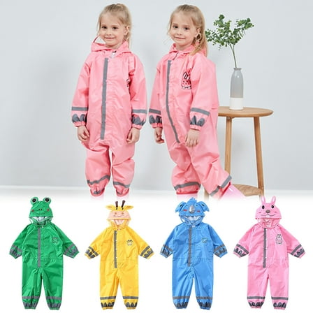 Thermally Insulated, Breathable Raincoat, Waterproof, Windproof, for Kids, Lightweight, Hooded Design, One-piece, Outdoor Gear, School Uniform, Travel, ASTM Certified, Durable Polyester, Rain