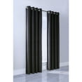 thumbnail image 1 of Thermalogic Minuit Luxury Solid Velvet Fabric Chevron Design Room Darkening Grommet Curtain Panel 52" x 95" Black, 1 of 2