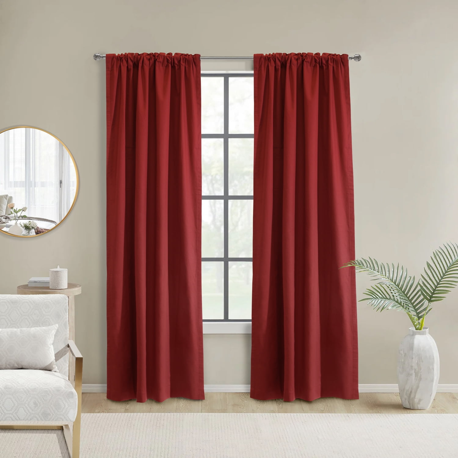 Burgundy Cotton Room-Darkening Curtain Panels, 80" x 63"