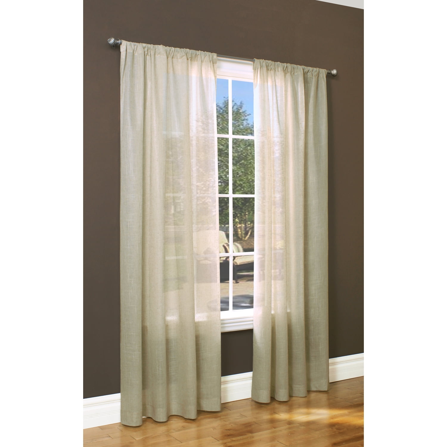 Ivory Linen Sheer Rod Pocket Curtains 63" Length