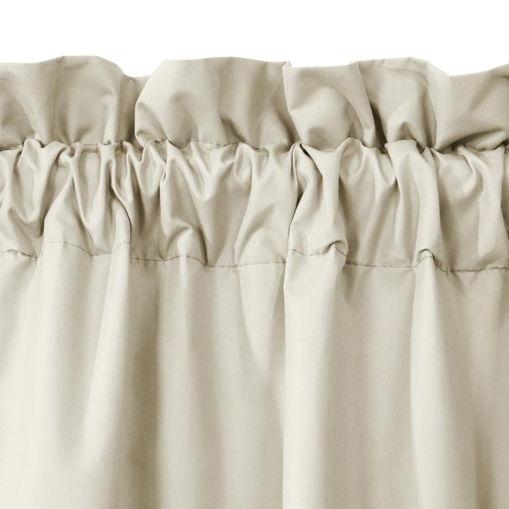 Ivory Polyester Room Darkening Rod Pocket Curtain Panel Set