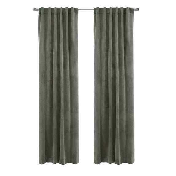 Seren Room Darkening Dual Header Curtain Panel 50 x 84 in Dark Grey