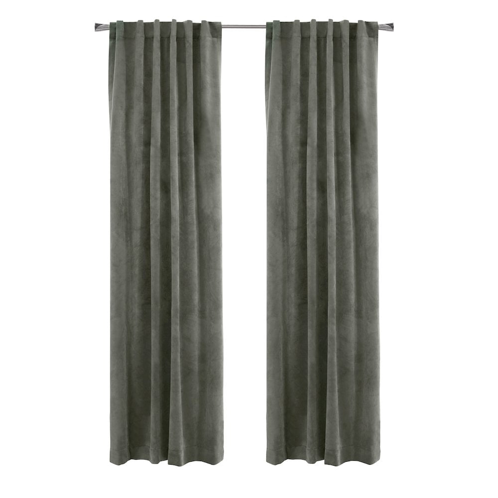 Seren Dark Grey Velvet Room-Darkening Curtain Panel 50" x 95"