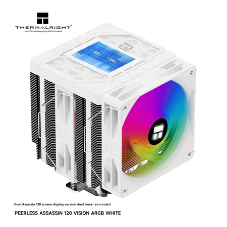 Thermalright Peerless Assassin 120 Vision Argb White Lcd Cooling Fan ,Air Cooler--Inter:Lga: 1851/1700/115X/1200 AMD:AM5/AM4
