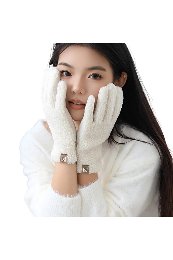 Thermals Gloves For Women Soft Faux Shearling Lined Winter Gloves Cold Weather Outdoor Activity Cycling Skiing