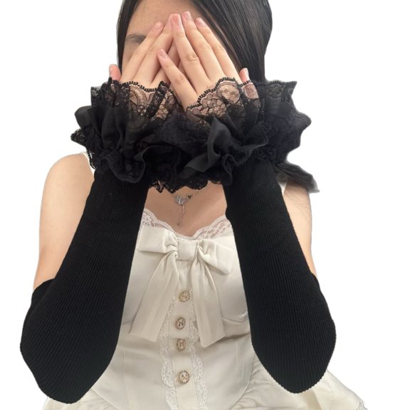 Thermals Lace Embroidered Gloves Cottonss Autumn Winter Warm Unisex Breathable Handwear for Men Women Kids