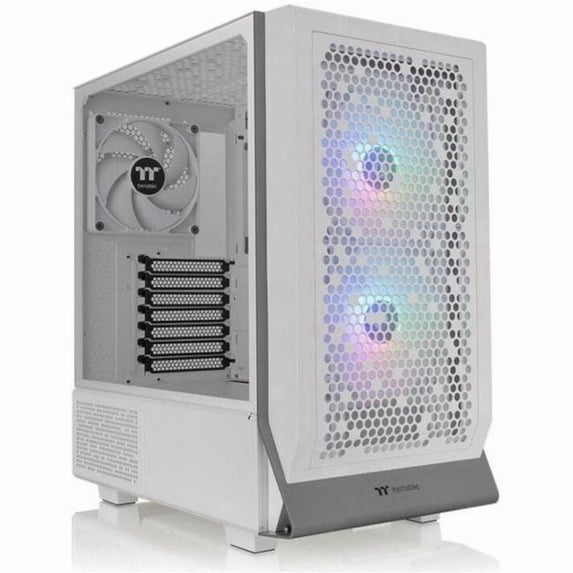 Thermaltake Ceres 300 Snow Edition Mid Tower E-ATX Computer Case With Tempered Glass Side Panel; 2xCT140 ARGB Fan Preinstalled; Rotational PCIe Slots & GPU Holder; CA-1Y2-00M6WN-00