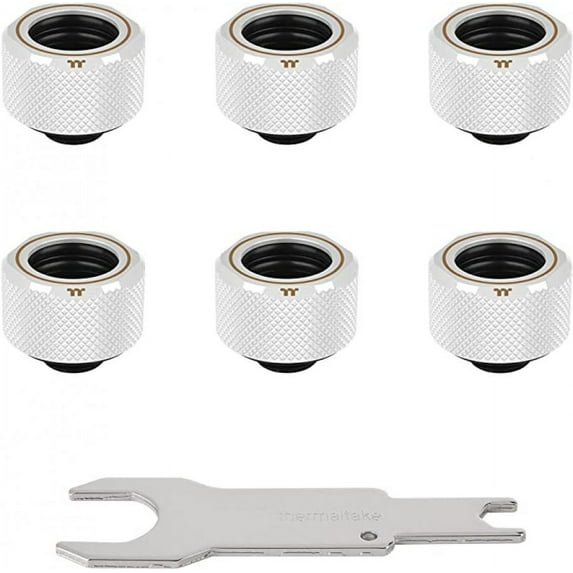 Thermaltake Pacific C-Pro G1/4 PETG 16mm OD Compression Fitting 6 Pack - White