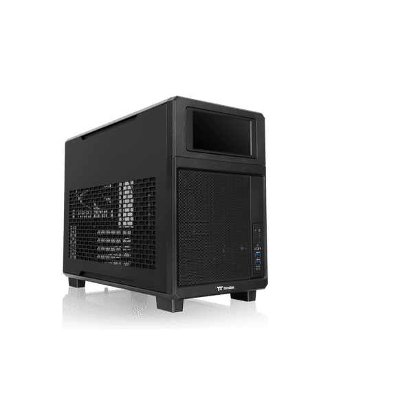 Thermaltake TR200; Preinstalled 6.0 Inch LCD Screen; Micro Chassis; 1x120mm PWM Fan Included; mATX/mITX Support; 360mm Radiator Support; 365mm GPU; 258mm PSU; 175mm Air Cooler; Black