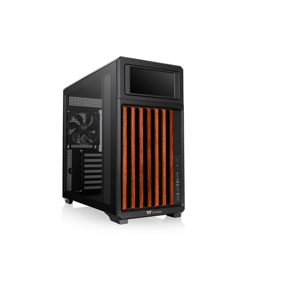 Thermaltake TR300 WS; Preinstalled 6.0 Inch LCD Screen; Wood Trim; Mid Tower; 1x120mm PWM Fan Included; ATX/mATX/mITX Support; 360mm Radiator Support; 410mm GPU; 260mm PSU; Black