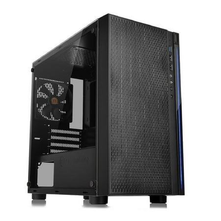 Thermaltake - Versa H18 TG Mid Tower Case - Black/Blue