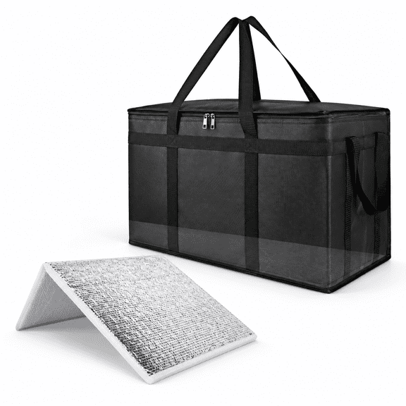 Thermalulated Food Delivery Bag With Hard Bottom 3xl Black