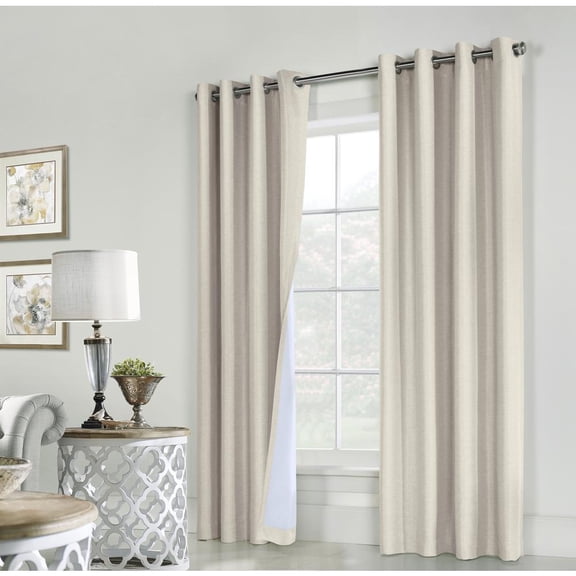 Thermaplus Ventura Grommet Curtain Panel Pair Window Dressing each 52 x 84 in Natural