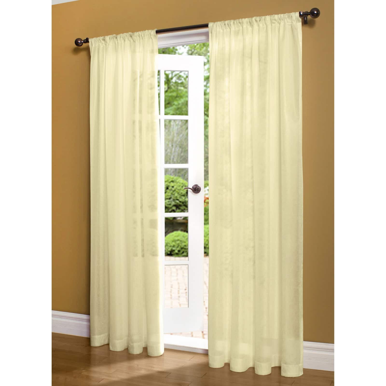 Ivory Faux Silk Sheer Rod Pocket Curtain Panel 50 x 72 in