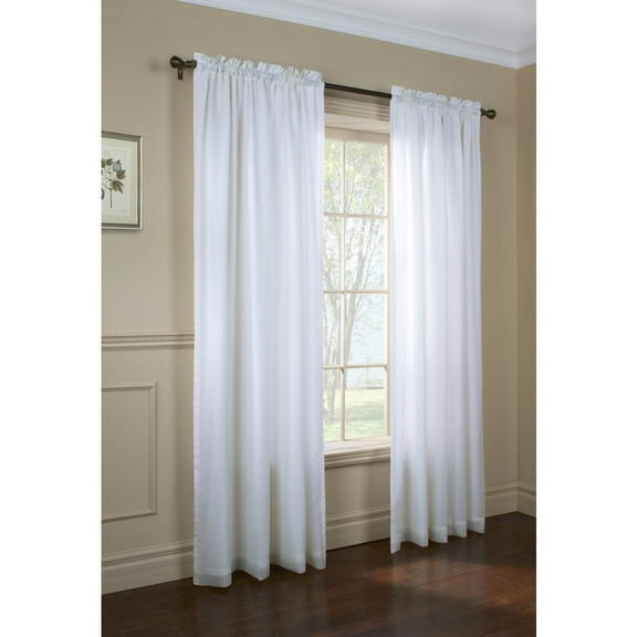 Thermavoile Rhapsody Lined Rod Pocket Curtain Panel Window Dressing 54 x 63 in White-Color:White,Material:100% polyester,Material_:100% Polyester Back,Size:54x63