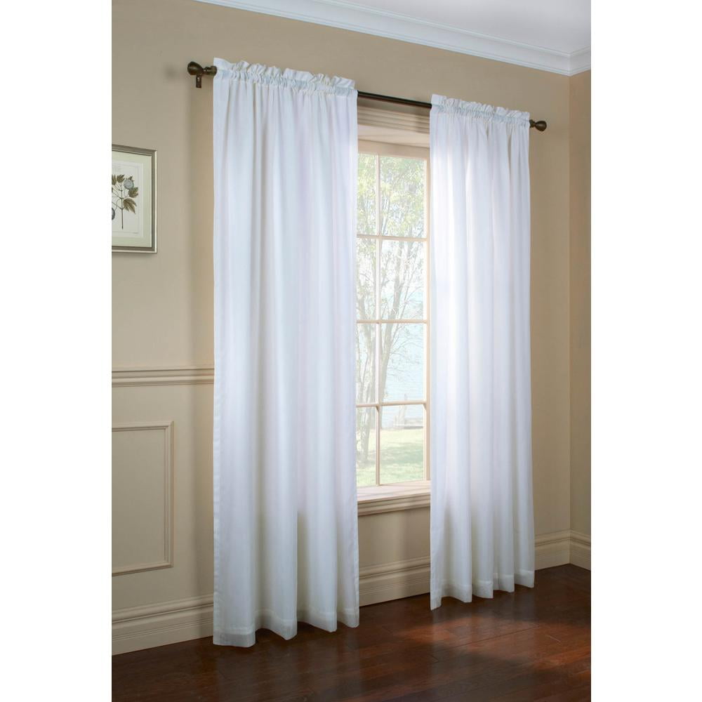 White Polyester Light-Filtering Rod Pocket Kids Curtain Panel