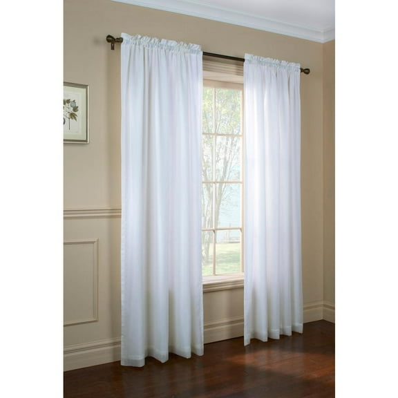 Thermavoile Rhapsody Lined Rod Pocket Curtain Panel Window Dressing 54 x 84 in White-Color:White,Material:100% polyester,Material_:100% Polyester Back,Size:54x84