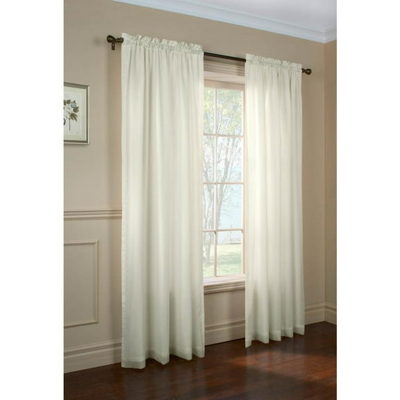 Thermavoile Rhapsody Lined Rod Pocket Curtain Panel Window Dressing 54 x 95 in Ivory