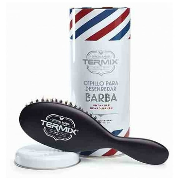 Thermix Beard Brush with Nylon and Natural Boar Bristles, Beechwood Handle, Detangling and Cleaning Brush for Long Beards