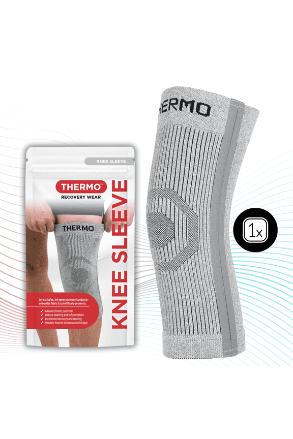 THERMO Circulation Knee Sleeve, Natural Semiconductor Infrared Healing Knee Brace, Superior to Compression, Support Style w/Double Support Stay, Large