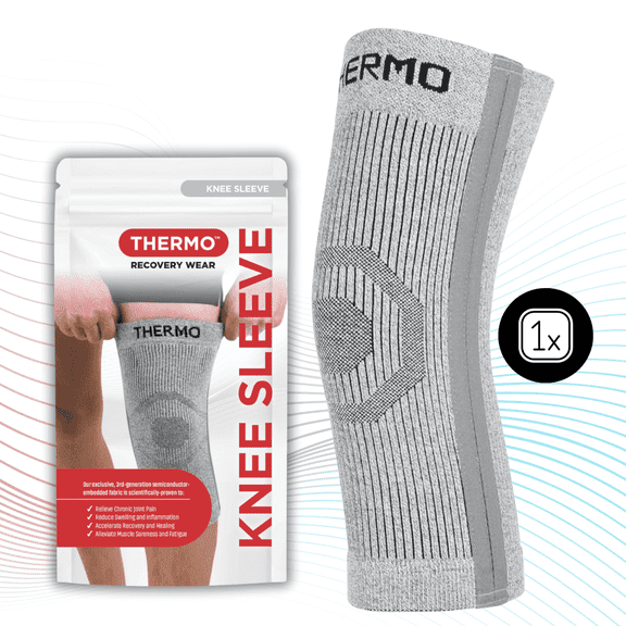 THERMO™ Circulation Knee Sleeve, Compression Lite, Natural Semiconductor Infrared Healing Knee Brace, Superior to Compression, Support Style w/Double Support Stay, X-Large
