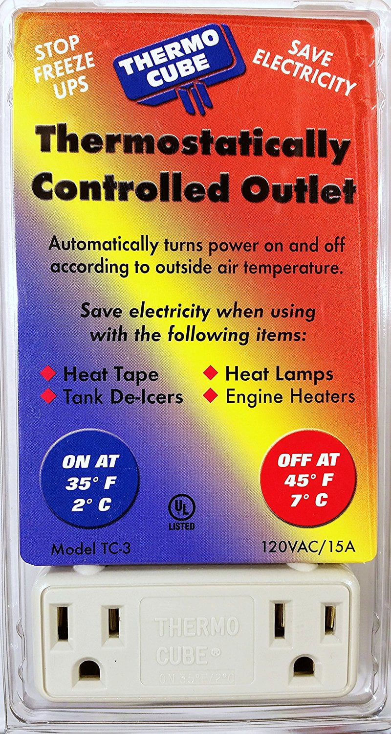 Thermo Cube TC3 Thermostatically Controlled Outlet, On at 35/Off at 45