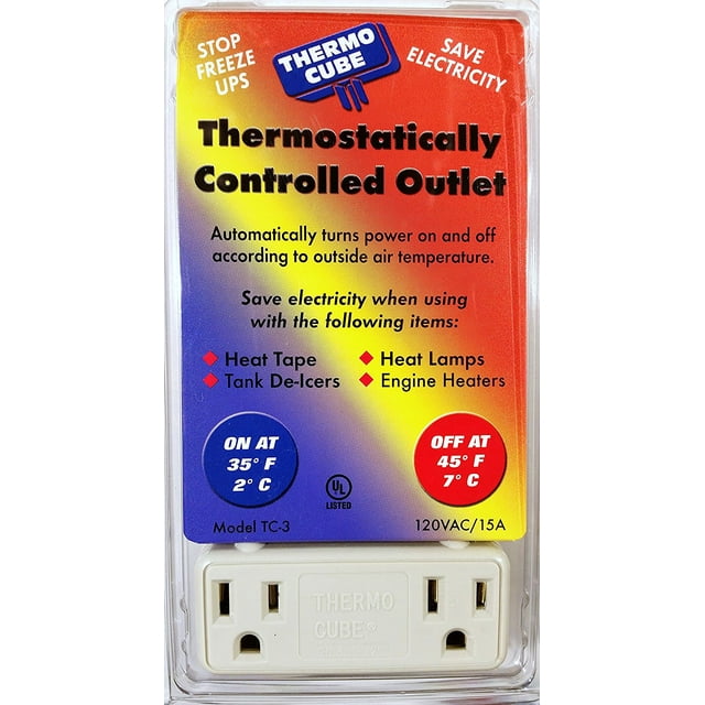 Thermo Cube TC3 Thermostatically Controlled Outlet, On at 35/Off at 45