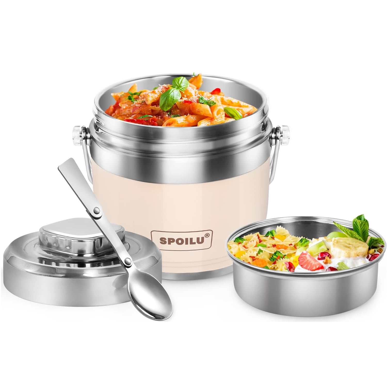 PANGTON VILLA 42.3 Oz Insulated Stainless Steel Hot Food Jar Leakproof Container with Spoon