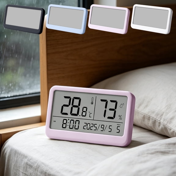 Thermo Hygrometer Digital Alarm Clock with Temperature & Humidity Monitor, Large Led Display, Snooze & Backlight, for Home Bedroom Office Desk Kitchen Nursery Living Room Indoor Use Topliu