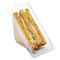Thermo Tek 10 oz Triangle Clear Plastic Sandwich Container - with Lid - 6 1/4" x 3 1/4" x 3" - 100 count box -