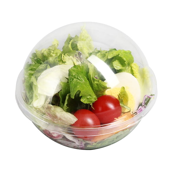 Thermo Tek 12 oz Clear Plastic Sphere Salad Container - with Dome Lid - 5" x 5 1/4" x 4 1/2" - 500 count box