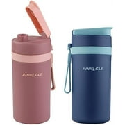 Thermo Water Bottle with Carrying Strap – 13.5Oz Stainless Steel Water Bottle with Matte Outer Finish – Leakproof Reusable Water Bottle with Sipping Cap – Insulated Water Bottle for Kids and Adults