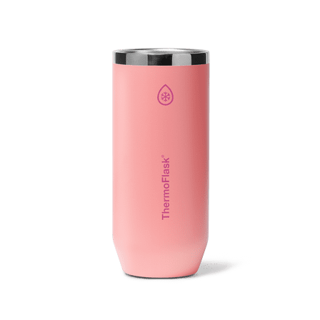 ThermoFlask 12 oz Slim Size 2-In-1 Insulated Can Cooler and Cup, Durable Stainless Steel, Non-Slip Base, Dishwasher Safe, Beverage Container, Sunkissed Coral