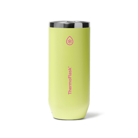ThermoFlask 12 oz Slim Size 2-In-1 Insulated Can Cooler and Cup, Durable Stainless Steel, Non-Slip Base, Dishwasher Safe, Beverage Container, Unmellow Yellow