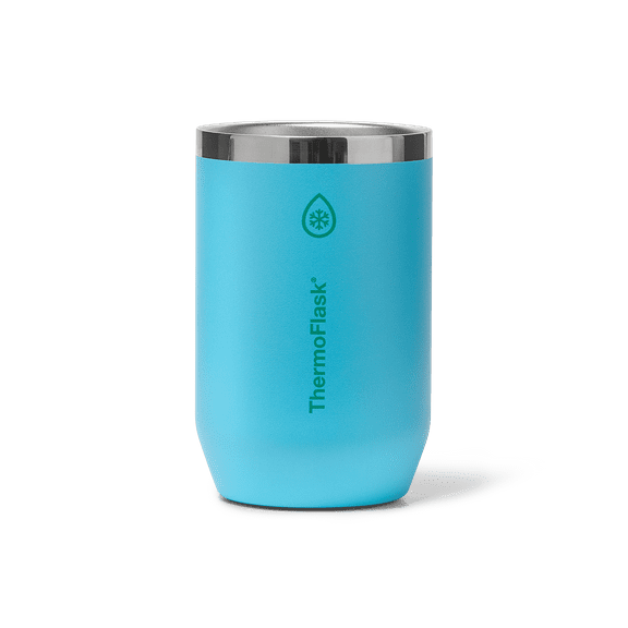 ThermoFlask 12 oz Standard Size 2-In-1 Insulated Can Cooler and Cup, Durable Stainless Steel, Non-Slip Base, Dishwasher Safe, Beverage Container, Vivid Blue