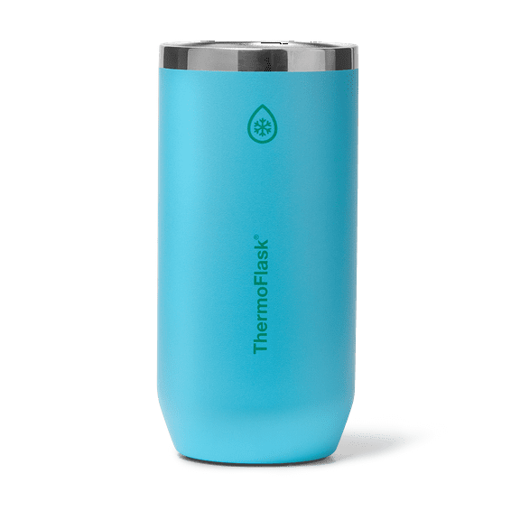 ThermoFlask 16 oz Tall Size 2-In-1 Insulated Can Cooler and Cup, Durable Stainless Steel, Non-Slip Base, Dishwasher Safe, Beverage Container, Vivid Blue