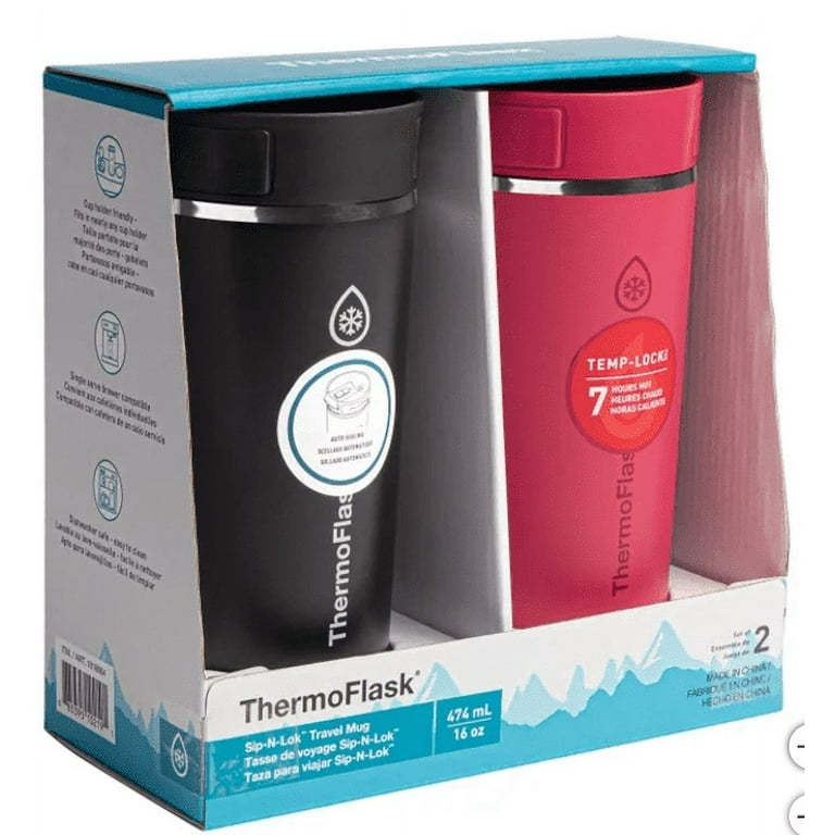 ThermoFlask 16oz. Coffee Travel Mug with Sip-N-Lock Lid, 2-pack