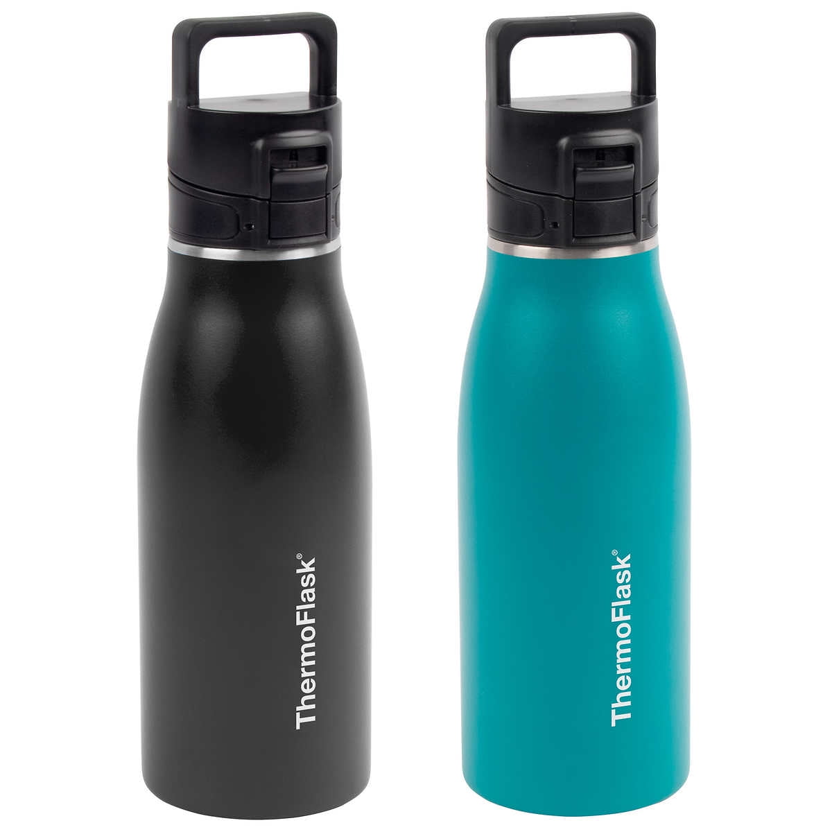 Thermoflask 24oz Stainless Steel Insulated Water Bottles, 2-Pack. Black And  Green - Drinkware