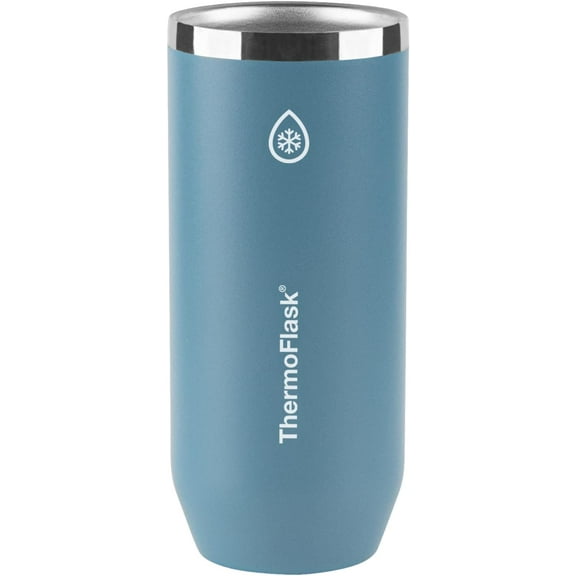 ThermoFlask 2-in-1 Vacuum Insulated Can Cooler Cup, 12 oz, Fits Slim Size Cans, Sweatproof, Non-Slip Base, Dusty Blue
