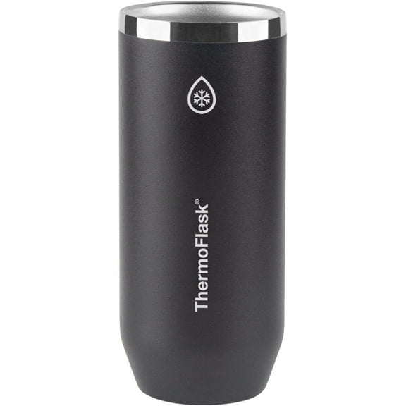 ThermoFlask 2-in-1 Vacuum Insulated Can Cooler Cup, 12 oz, Fits Slim Size Cans, Sweatproof, Non-Slip Base, Jet Black