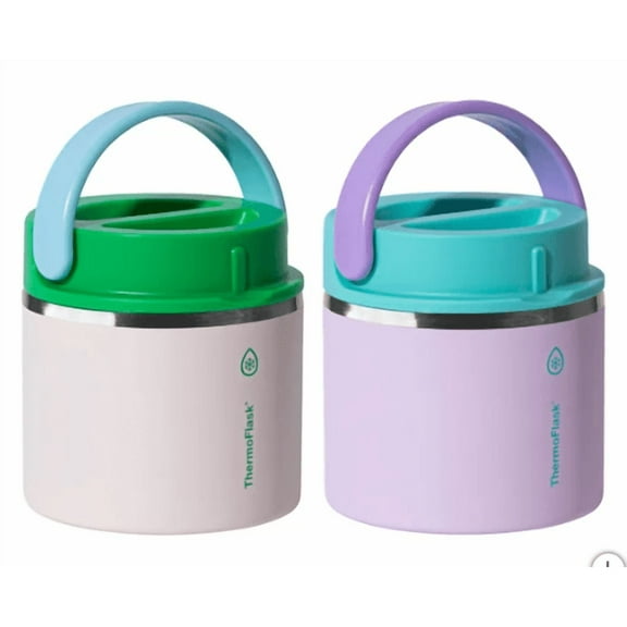 ThermoFlask 20 oz Insulated Food Jar, 2-pack Gray and Light Pink