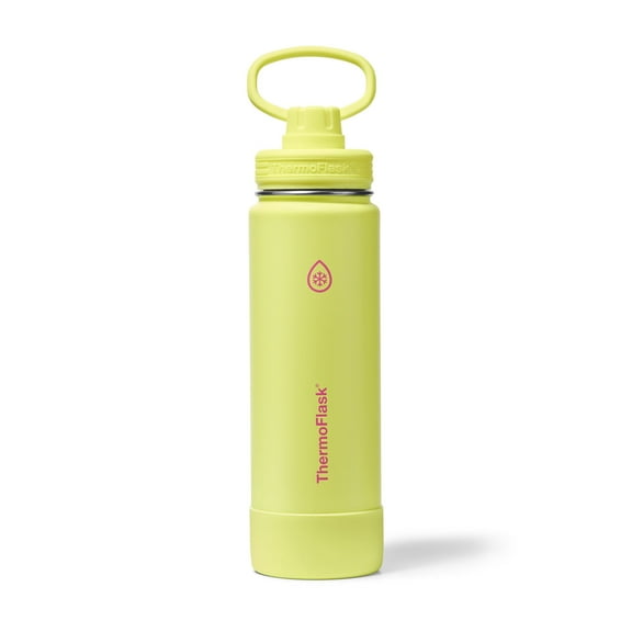 ThermoFlask 24 oz Double Wall Vacuum Insulated Stainless Steel Water Bottle with Chug Spout Lid, Unmellow Yellow