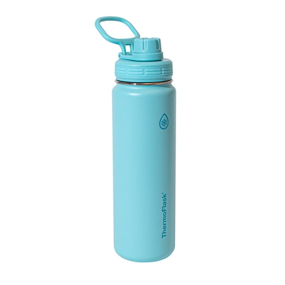 ThermoFlask 24 oz Double Wall Vacuum Insulated Stainless Steel Water Bottle with Spout Lid, Tranquil Blue